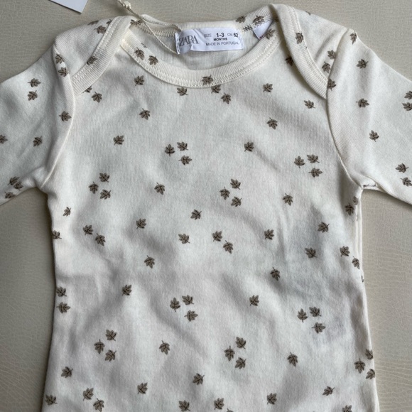 Zara Baby Cotton Leaf Print Onesie Size 1-3 month - Picture 4 of 9